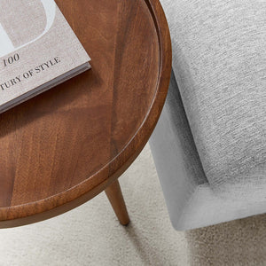 Modway Furniture Chiro Round Wood Side Table - Stylish Mid-Century Accent with Durable Tray Top and Splayed Legs Walnut EEI-6830-WAL