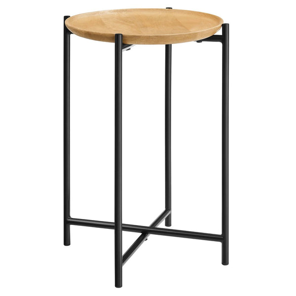 Modway Furniture Xilo Round Wood and Metal Side Table - Versatile Accent Table for Living Rooms, Bedrooms & More EEI-6832-OAK