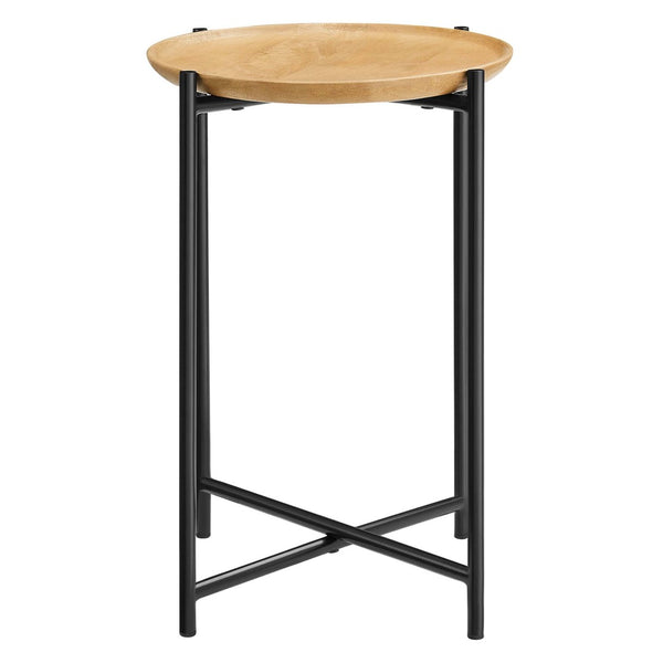 Modway Furniture Xilo Round Wood and Metal Side Table - Versatile Accent Table for Living Rooms, Bedrooms & More EEI-6832-OAK