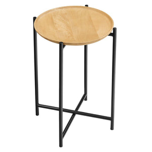 Modway Furniture Xilo Round Wood and Metal Side Table - Versatile Accent Table for Living Rooms, Bedrooms & More EEI-6832-OAK