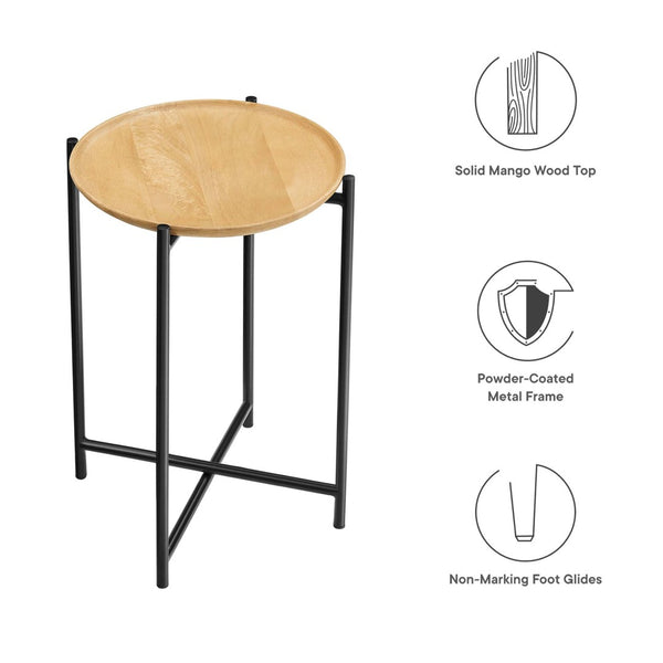 Modway Furniture Xilo Round Wood and Metal Side Table - Versatile Accent Table for Living Rooms, Bedrooms & More EEI-6832-OAK