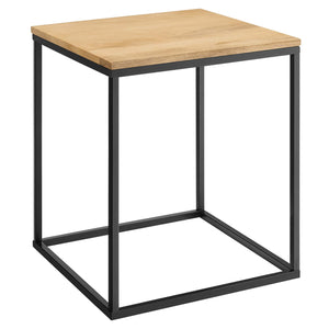 Zora Square Wood and Metal Side Table Brown, Oak EEI-6833-OAK