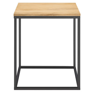 Modway Furniture Zora Square Mango Wood & Metal Side Table - Modern Industrial Design for Small Spaces & Decor EEI-6833-OAK