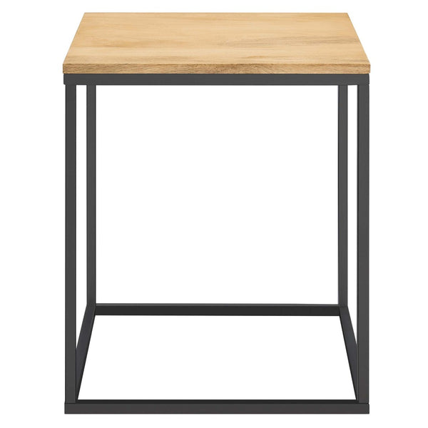 Modway Furniture Zora Square Mango Wood & Metal Side Table - Modern Industrial Design for Small Spaces & Decor EEI-6833-OAK