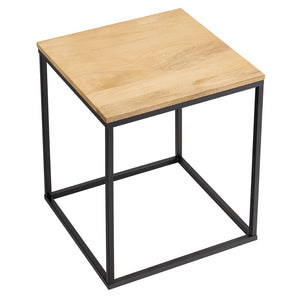 Modway Furniture Zora Square Mango Wood & Metal Side Table - Modern Industrial Design for Small Spaces & Decor EEI-6833-OAK