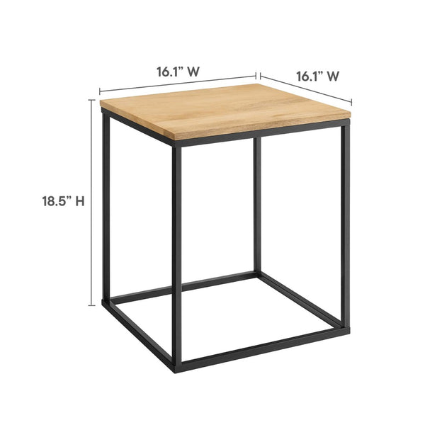 Modway Furniture Zora Square Mango Wood & Metal Side Table - Modern Industrial Design for Small Spaces & Decor EEI-6833-OAK