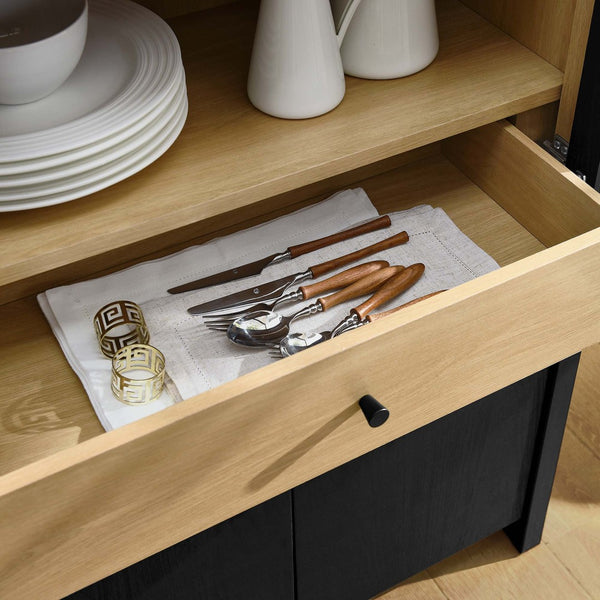 Modway Furniture Evie Arched Tall Display Cabinet - Modern Black Oak Storage with Glass Doors & Adjustable Shelves EEI-6834-BLK-OAK