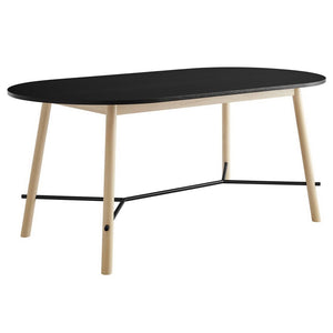 Modway Furniture Infuse 71" Wood Grain Dining Table - Mid-Century Modern Design, Seats 6, Durable & Versatile EEI-6836-BLK-OAK