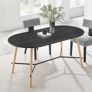 Modway Furniture Infuse 71" Wood Grain Dining Table - Mid-Century Modern Design, Seats 6, Durable & Versatile EEI-6836-BLK-OAK