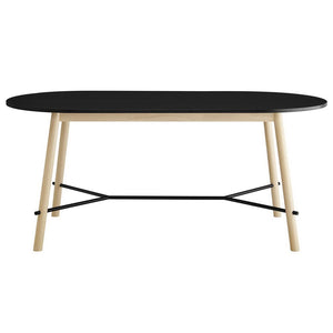 Modway Furniture Infuse 71" Wood Grain Dining Table - Mid-Century Modern Design, Seats 6, Durable & Versatile EEI-6836-BLK-OAK