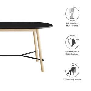 Modway Furniture Infuse 71" Wood Grain Dining Table - Mid-Century Modern Design, Seats 6, Durable & Versatile EEI-6836-BLK-OAK