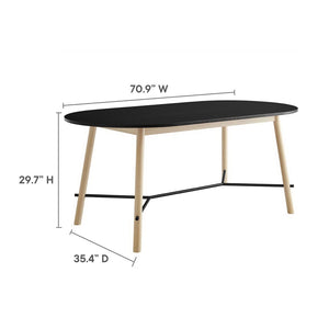 Modway Furniture Infuse 71" Wood Grain Dining Table - Mid-Century Modern Design, Seats 6, Durable & Versatile EEI-6836-BLK-OAK