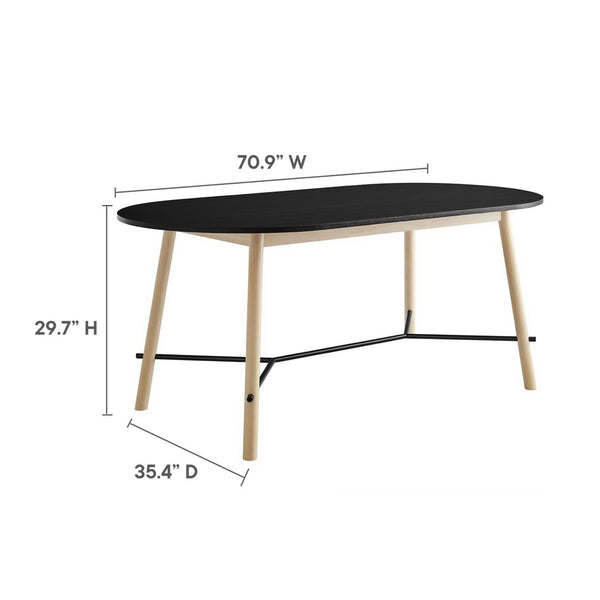 Modway Furniture Infuse 71" Wood Grain Dining Table - Mid-Century Modern Design, Seats 6, Durable & Versatile EEI-6836-BLK-OAK