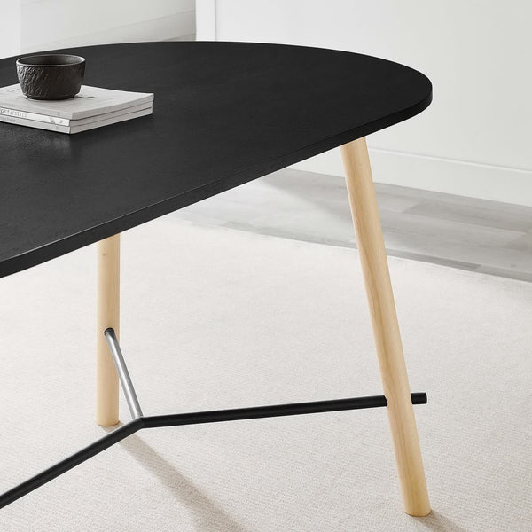 Modway Furniture Infuse 71" Wood Grain Dining Table - Mid-Century Modern Design, Seats 6, Durable & Versatile EEI-6836-BLK-OAK