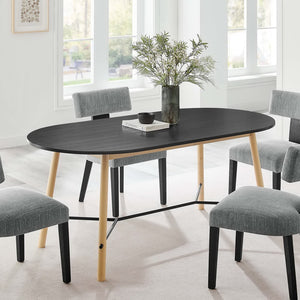 Modway Furniture Infuse 71" Wood Grain Dining Table - Mid-Century Modern Design, Seats 6, Durable & Versatile EEI-6836-BLK-OAK