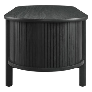Modway Furniture Cadence Coffee Table - Mid-Century Modern Design with Elegant Oval Shape and Functional Storage Solutions Black EEI-6837-BLK