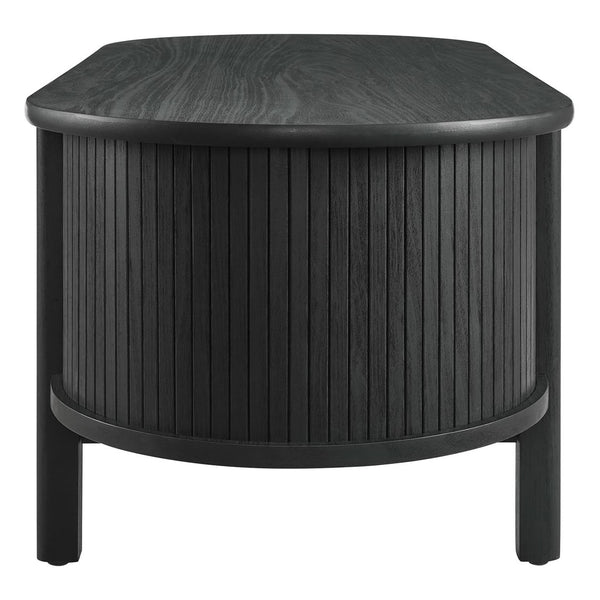 Modway Furniture Cadence Coffee Table - Mid-Century Modern Design with Elegant Oval Shape and Functional Storage Solutions Black EEI-6837-BLK