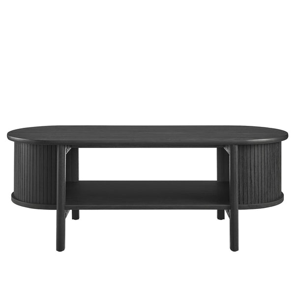 Modway Furniture Cadence Coffee Table - Mid-Century Modern Design with Elegant Oval Shape and Functional Storage Solutions Black EEI-6837-BLK