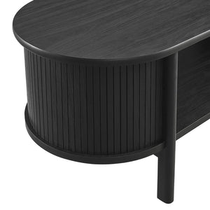 Modway Furniture Cadence Coffee Table - Mid-Century Modern Design with Elegant Oval Shape and Functional Storage Solutions Black EEI-6837-BLK