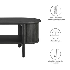 Modway Furniture Cadence Coffee Table - Mid-Century Modern Design with Elegant Oval Shape and Functional Storage Solutions Black EEI-6837-BLK