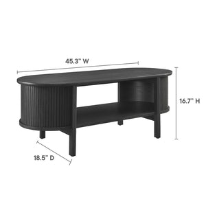 Modway Furniture Cadence Coffee Table - Mid-Century Modern Design with Elegant Oval Shape and Functional Storage Solutions Black EEI-6837-BLK