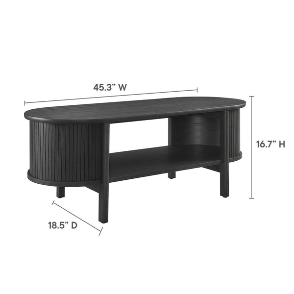 Modway Furniture Cadence Coffee Table - Mid-Century Modern Design with Elegant Oval Shape and Functional Storage Solutions Black EEI-6837-BLK