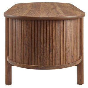 Modway Furniture Cadence Coffee Table - Mid-Century Modern Design with Elegant Oval Shape and Functional Storage Solutions Walnut EEI-6837-WAL