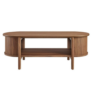 Modway Furniture Cadence Coffee Table - Mid-Century Modern Design with Elegant Oval Shape and Functional Storage Solutions Walnut EEI-6837-WAL
