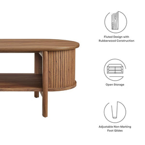 Modway Furniture Cadence Coffee Table - Mid-Century Modern Design with Elegant Oval Shape and Functional Storage Solutions Walnut EEI-6837-WAL