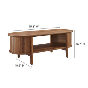 Modway Furniture Cadence Coffee Table - Mid-Century Modern Design with Elegant Oval Shape and Functional Storage Solutions Walnut EEI-6837-WAL