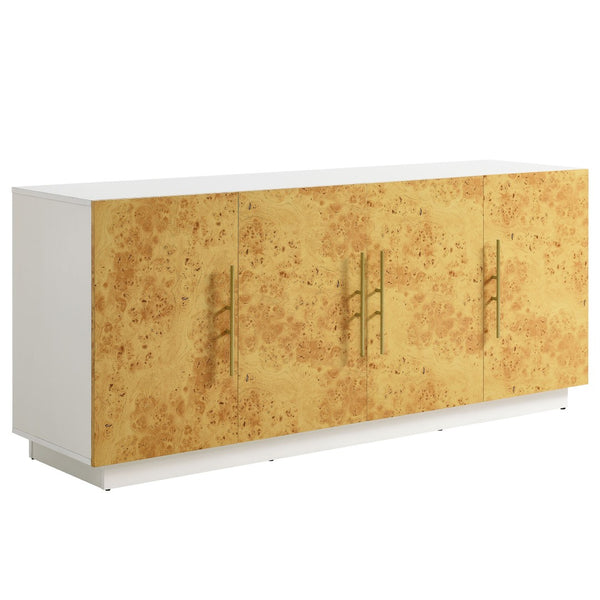 Modway Furniture Abel 69-Inch Mid-Century Modern Burl Wood Sideboard Buffet TV Stand with Soft-Close Doors & Storage EEI-6847-WHI-BUR