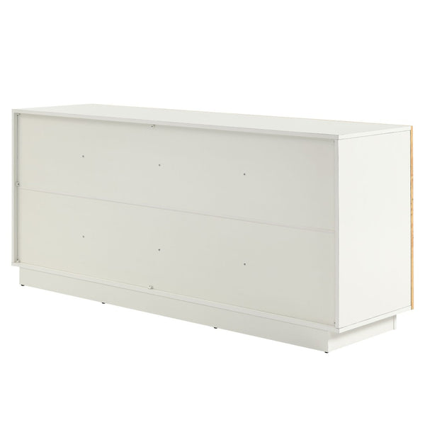 Modway Furniture Abel 69-Inch Mid-Century Modern Burl Wood Sideboard Buffet TV Stand with Soft-Close Doors & Storage EEI-6847-WHI-BUR