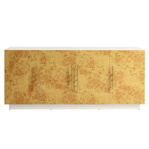 Modway Furniture Abel 69-Inch Mid-Century Modern Burl Wood Sideboard Buffet TV Stand with Soft-Close Doors & Storage EEI-6847-WHI-BUR