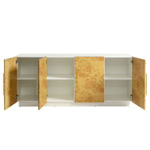 Modway Furniture Abel 69-Inch Mid-Century Modern Burl Wood Sideboard Buffet TV Stand with Soft-Close Doors & Storage EEI-6847-WHI-BUR