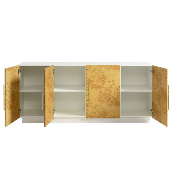 Modway Furniture Abel 69-Inch Mid-Century Modern Burl Wood Sideboard Buffet TV Stand with Soft-Close Doors & Storage EEI-6847-WHI-BUR