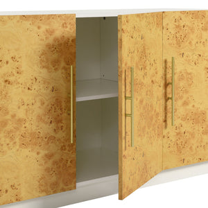 Modway Furniture Abel 69-Inch Mid-Century Modern Burl Wood Sideboard Buffet TV Stand with Soft-Close Doors & Storage EEI-6847-WHI-BUR