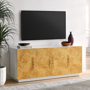 Modway Furniture Abel 69-Inch Mid-Century Modern Burl Wood Sideboard Buffet TV Stand with Soft-Close Doors & Storage EEI-6847-WHI-BUR