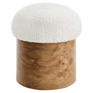 Modway Furniture Breeze Boucle Upholstered Ottoman - Modern Mushroom Design with Solid Wood Base & Floor Glides EEI-6850-IVO-BUR