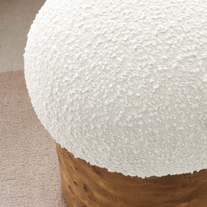 Modway Furniture Breeze Boucle Upholstered Ottoman - Modern Mushroom Design with Solid Wood Base & Floor Glides EEI-6850-IVO-BUR