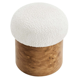 Modway Furniture Breeze Boucle Upholstered Ottoman - Modern Mushroom Design with Solid Wood Base & Floor Glides EEI-6850-IVO-BUR