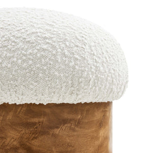 Modway Furniture Breeze Boucle Upholstered Ottoman - Modern Mushroom Design with Solid Wood Base & Floor Glides EEI-6850-IVO-BUR