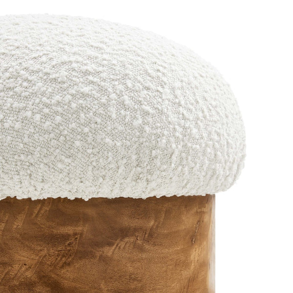 Modway Furniture Breeze Boucle Upholstered Ottoman - Modern Mushroom Design with Solid Wood Base & Floor Glides EEI-6850-IVO-BUR