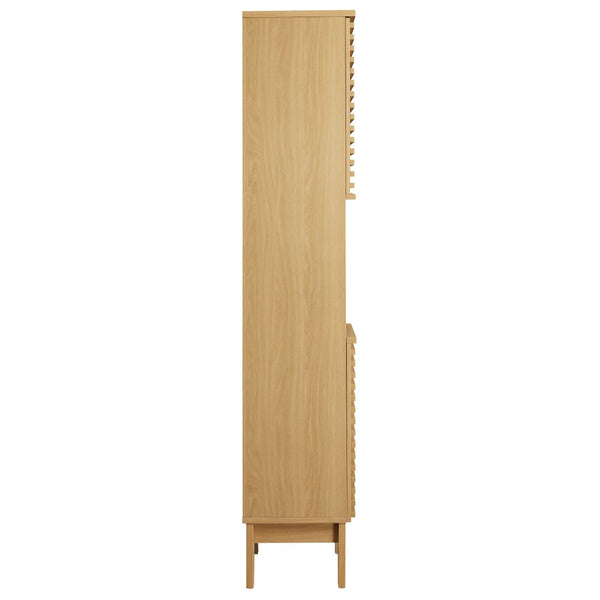 Modway Furniture Render Tall Narrow Bathroom Storage Cabinet - Stylish Mid-Century Design with Smart Organization Features Oak EEI-6851-OAK