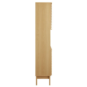Modway Furniture Render Tall Bathroom Storage Cabinet - Mid-Century Modern Design with Soft-Close Doors and Shelves Oak EEI-6852-OAK