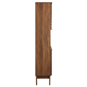 Modway Furniture Render Tall Bathroom Storage Cabinet - Mid-Century Modern Design with Soft-Close Doors and Shelves Walnut EEI-6852-WAL