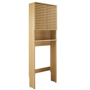 Modway Furniture Render Over the Toilet Bathroom Storage Cabinet – Mid-Century Design with Soft-Close Doors & Shelves Oak EEI-6853-OAK