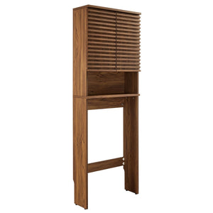 Modway Furniture Render Over the Toilet Bathroom Storage Cabinet – Mid-Century Design with Soft-Close Doors & Shelves Walnut EEI-6853-WAL
