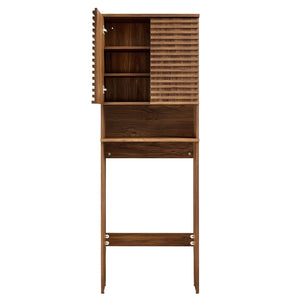 Modway Furniture Render Over the Toilet Bathroom Storage Cabinet – Mid-Century Design with Soft-Close Doors & Shelves Walnut EEI-6853-WAL
