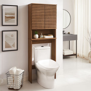 Modway Furniture Render Over the Toilet Bathroom Storage Cabinet – Mid-Century Design with Soft-Close Doors & Shelves Walnut EEI-6853-WAL