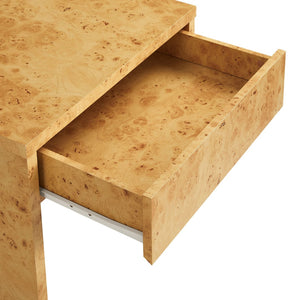 Modway Furniture Hudson 1-Drawer Mid-Century Modern Burl Wood Nightstand - Elegant Storage for Small Spaces EEI-6855-BUR